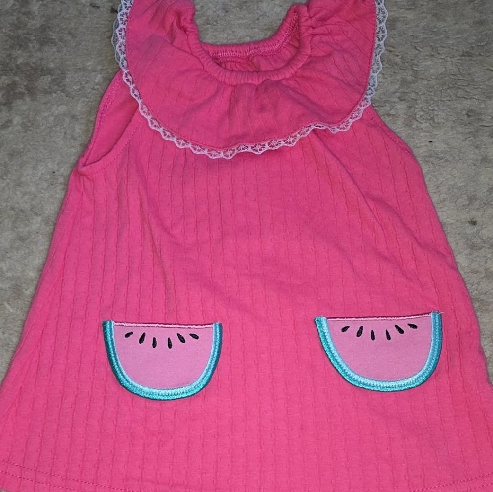 Pink Sleeveless Dress with Watermelon Pockets
